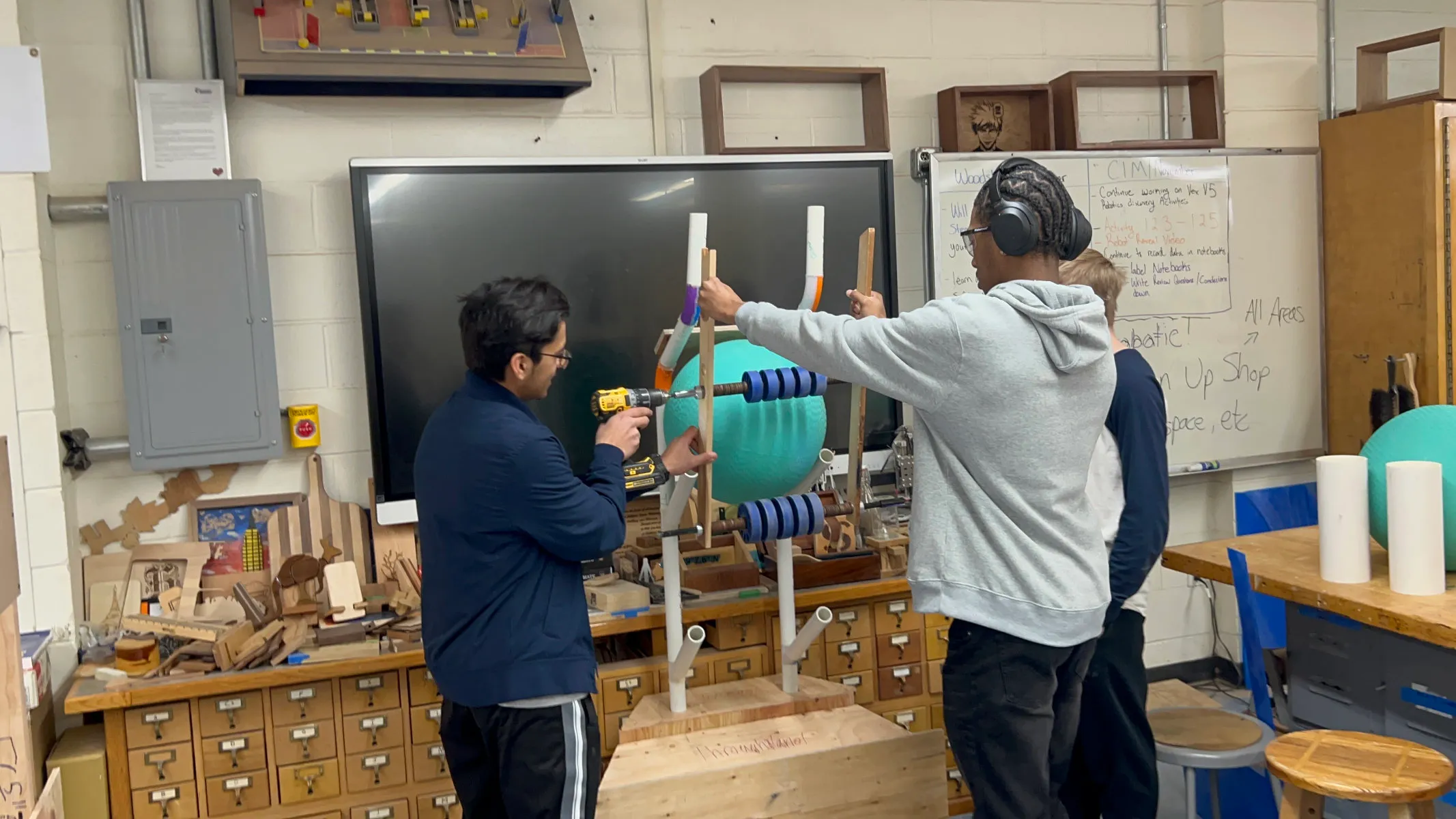 Huntington Robotics team members at work at the high school